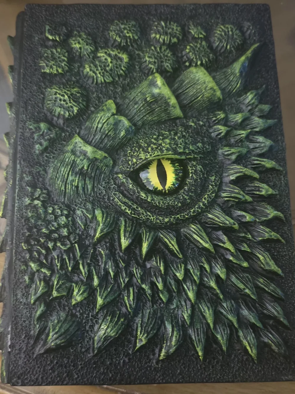Handcrafted 3D Embossed Green Dragon Eye Journal